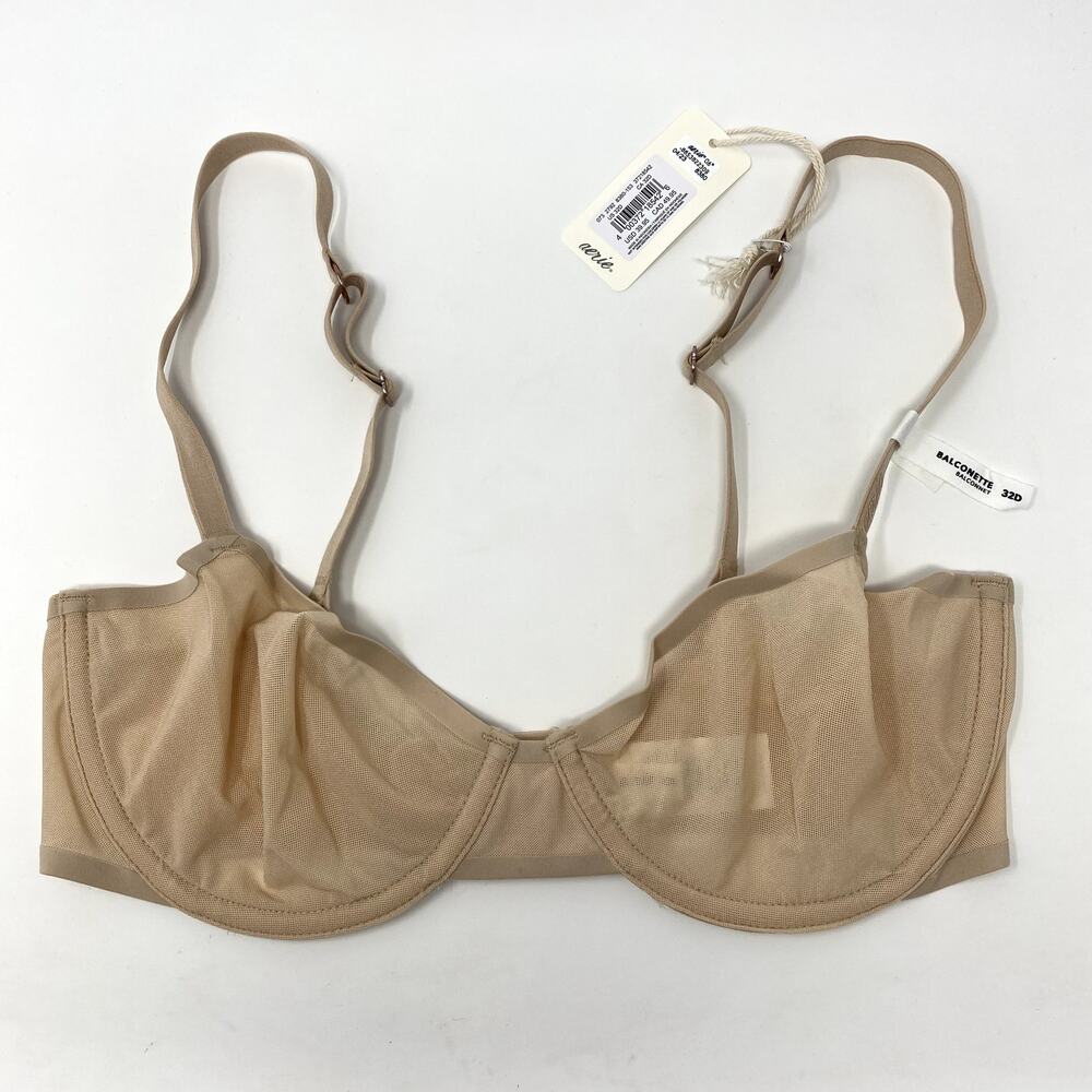 NEW Aerie Smoothez Sand Beige Mesh Unlined Wired Balconette Bra 32D